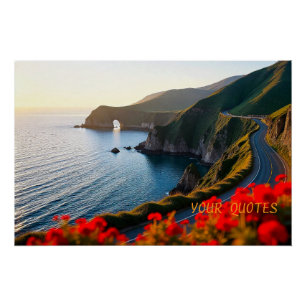 Poster Paysage côtier au coucher du soleil – Nature drama