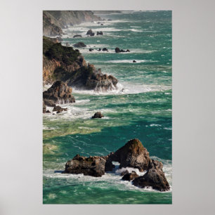 Poster Paysage côtier avec vagues