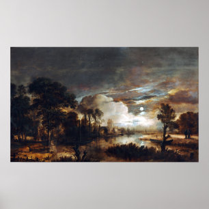 Poster Paysage d'Aert van der Neer Moonlit