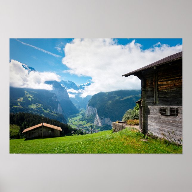 Poster Paysage dans la vallée de Lauterbrunnen en Suisse (Devant)