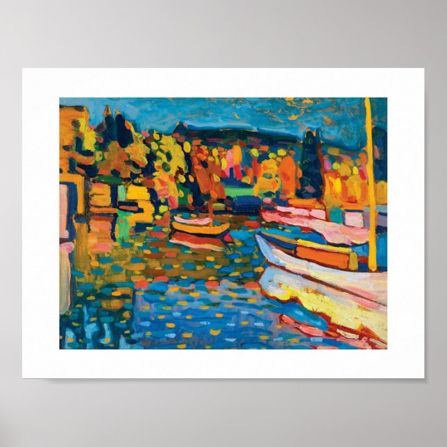 Poster Paysage d'automne avec bateaux de Wassily Kandinsk (Devant)