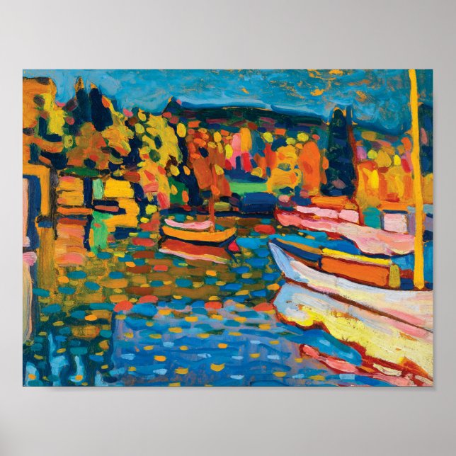 Poster Paysage d'automne avec bateaux de Wassily Kandinsk (Devant)