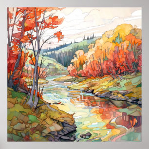 Poster Paysage d'automne du pays Imprimer