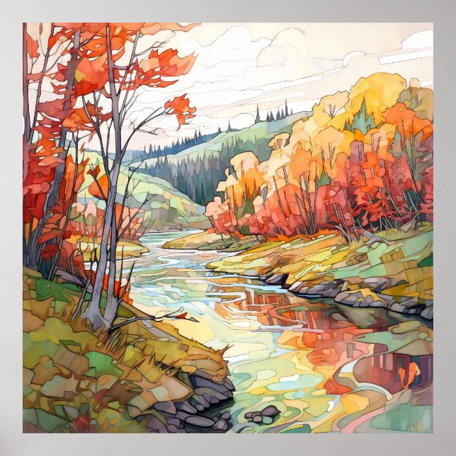 Poster Paysage d'automne du pays Imprimer (Devant)