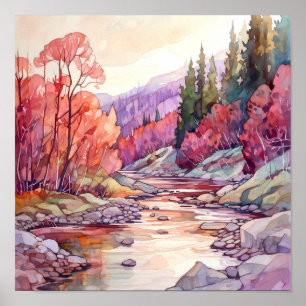 Poster Paysage d'automne du pays Imprimer