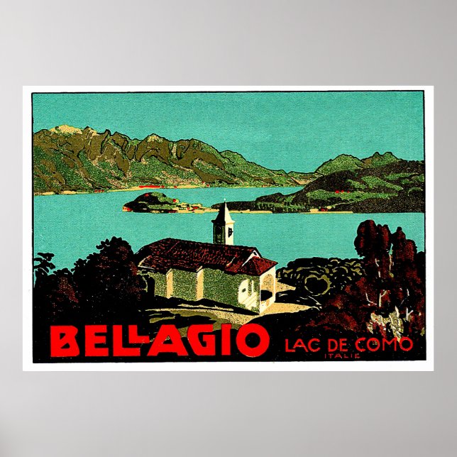 Poster Paysage de Bellagio, Lac de Côme, Lombardie, Itali (Devant)