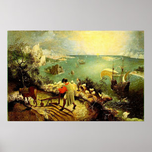 Poster Paysage de Bruegel avec la chute d'Icarus - 1558