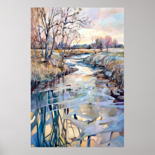 Poster Paysage de campagne peinture aquarelle
