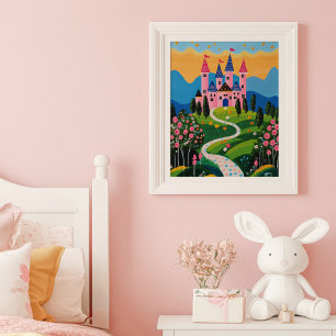 Poster Paysage de château de conte de fées pour enfants