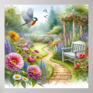 Poster Paysage de chemin de jardin 1