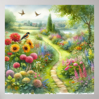Poster Paysage de chemin de jardin 3