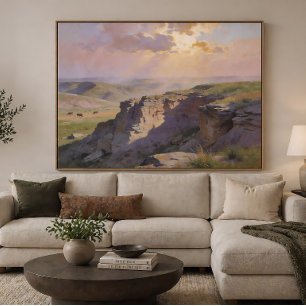 Poster Paysage de Cliff Vista - Style d'art en peinture p