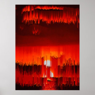 Poster Paysage de coucher de soleil abstrait avec bogue