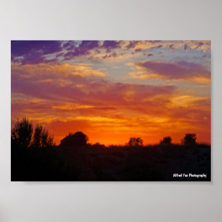 Poster Paysage de coucher de soleil enflammé
