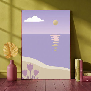 Poster Paysage de coucher de soleil minimaliste sur la pl