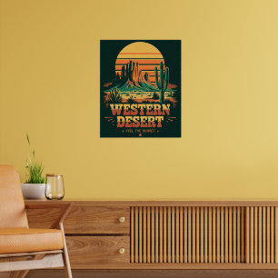Poster paysage de coucher de soleil rétro Arizona Wild We