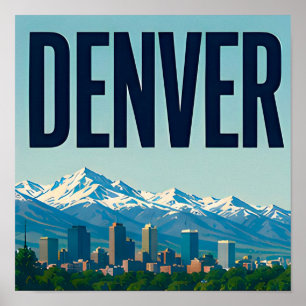Poster Paysage de Denver et Montagnes Rocheuses