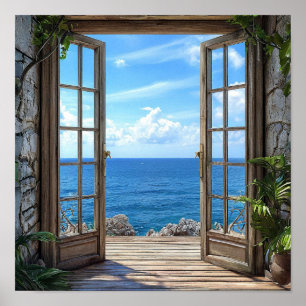 Poster Paysage de fenêtre factice