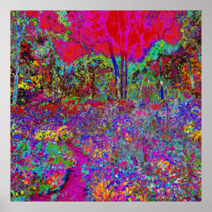 Poster Paysage de jardin impressionniste psychédélique