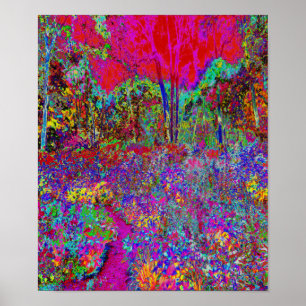 Poster Paysage de jardin impressionniste psychédélique