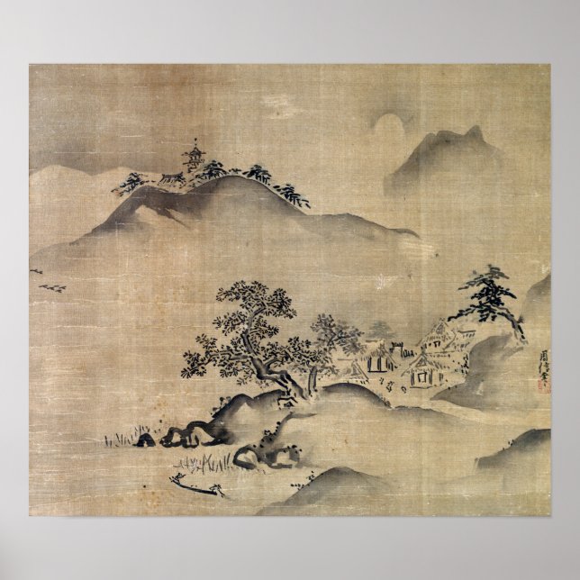 Poster Paysage de Kano Chikanobu (Devant)