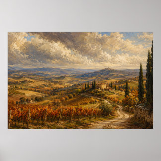 Poster Paysage de la campagne toscane en automne