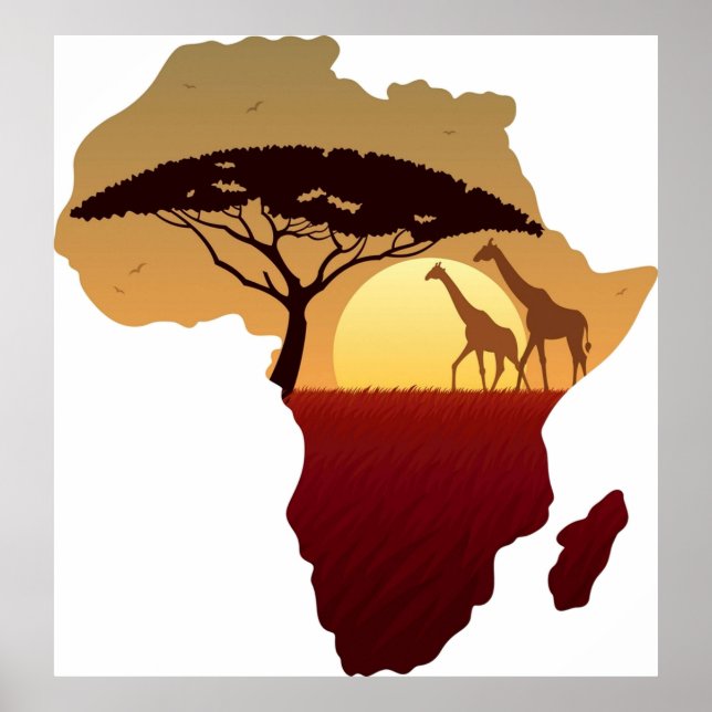 Poster Paysage de la carte de l'Afrique (Devant)