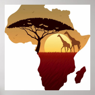 Poster Paysage de la carte de l'Afrique