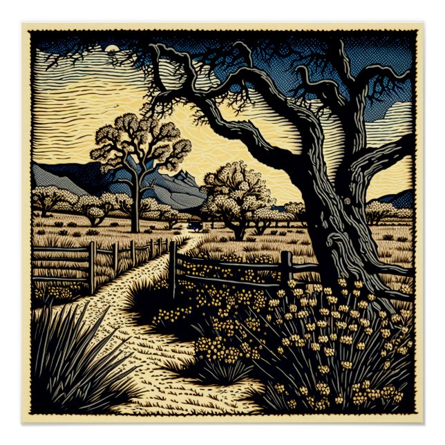 Poster Paysage de la coupe de bois (Devant)