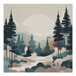 Poster Paysage de la forêt de Boho