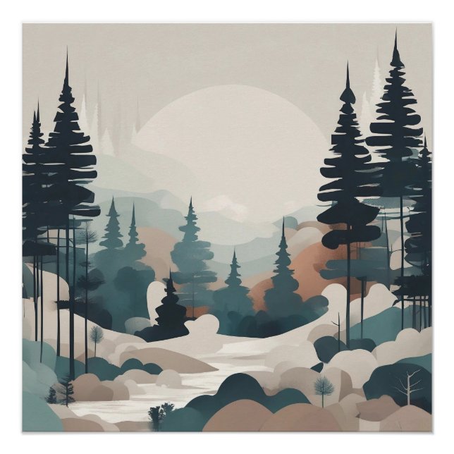 Poster Paysage de la forêt de Boho (Devant)