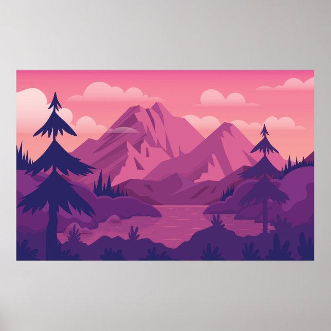Poster Paysage de la nature pourpre (Devant)