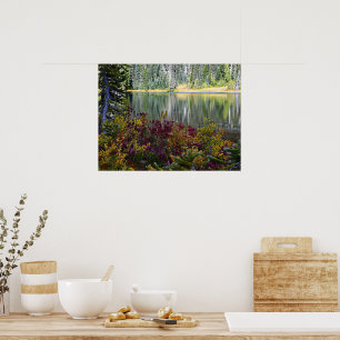 Poster Paysage de lac paisible aux couleurs vives de l'au