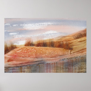 Poster Paysage de l'aquarelle de récolte