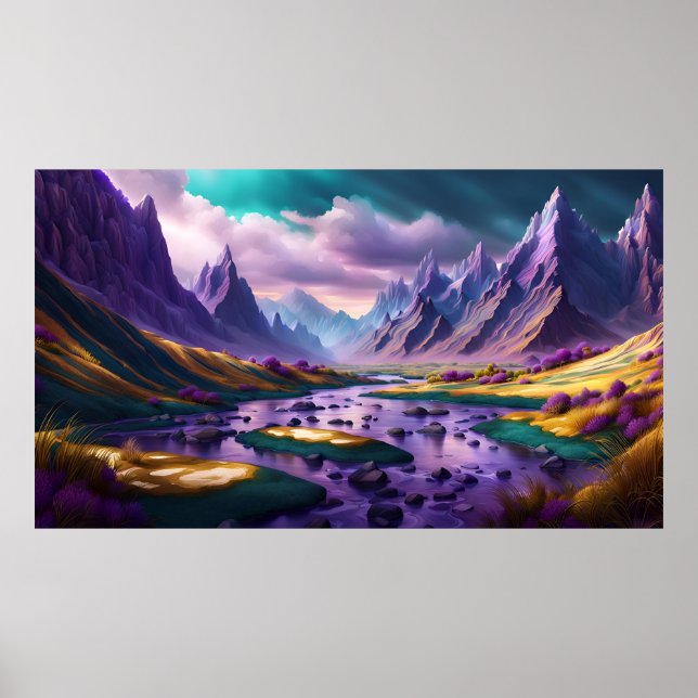 Poster Paysage de lavande et d'or (Devant)