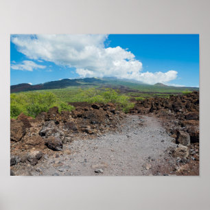 Poster paysage de lave et de montagnes le long du sentier