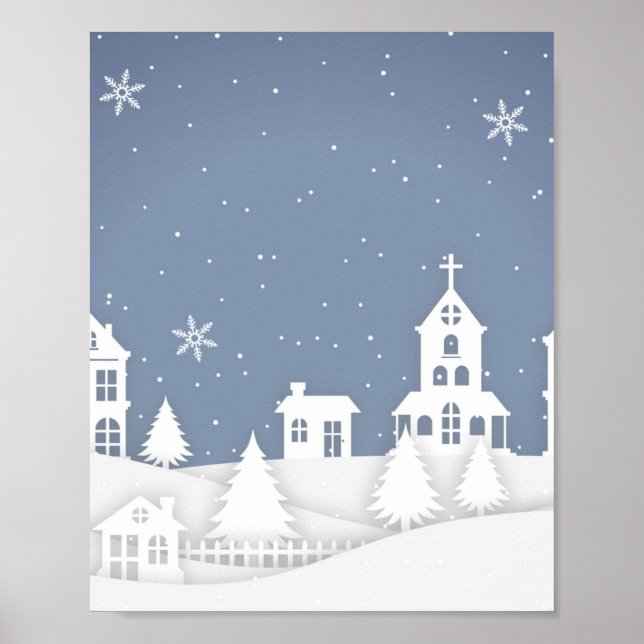 Poster Paysage de l'église de Noël (Devant)