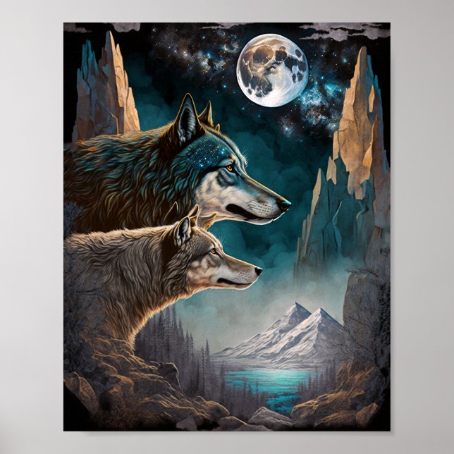 Poster Paysage de l'Imaginaire de la Pleine lune des loup (Devant)