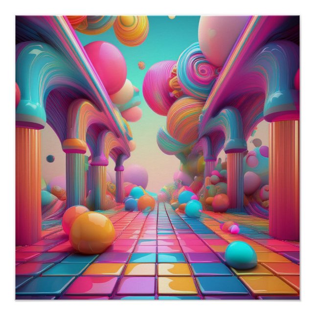 Poster Paysage de l'Imaginaire de Neon - Paysage de rêve  (Devant)