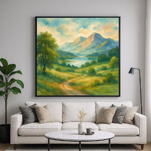 Poster Paysage de montagne - Aquarelle Peinture Style Art