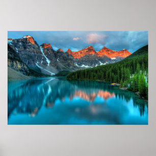 Poster Paysage de montagne et de lac pittoresque