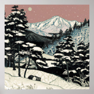 Poster paysage de montagne japonais