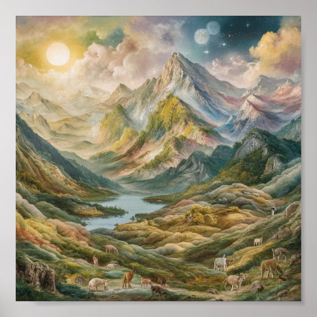 Poster Paysage de montagne Majestic (Devant)