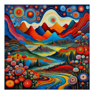 Poster Paysage de montagne psychédélique 5