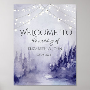 Poster Paysage de neige hivernal violet