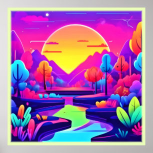 Poster Paysage de Neon Sunset