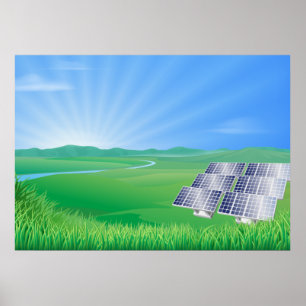 Poster Paysage de panneaux solaires respectueux de l'envi