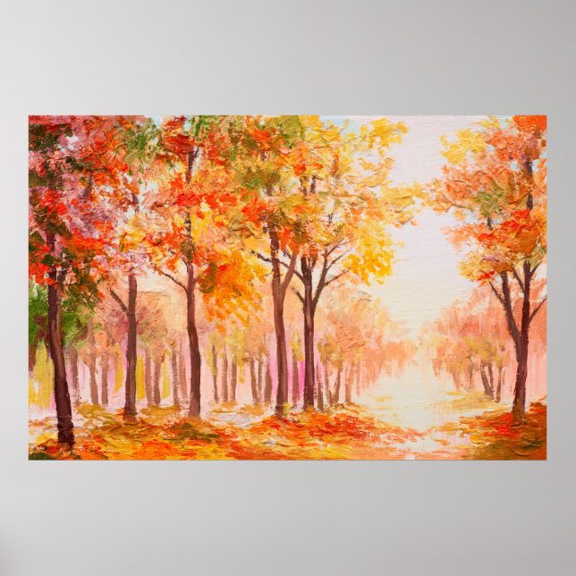 Poster Paysage de peinture à l'huile - forêt d'automne co (Devant)
