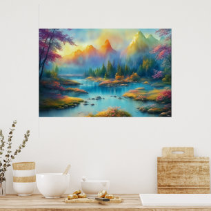 Poster Paysage de printemps aquarelle