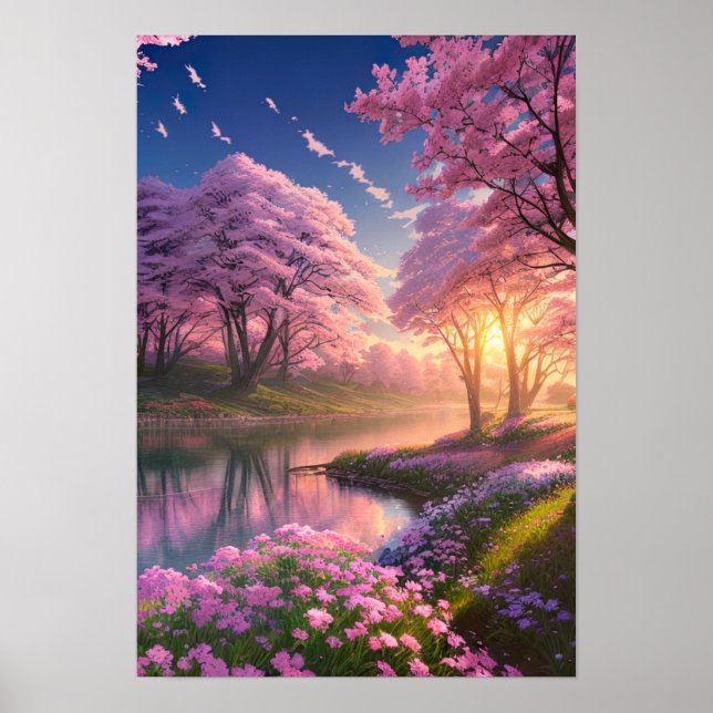 Poster Paysage de printemps magique (Devant)